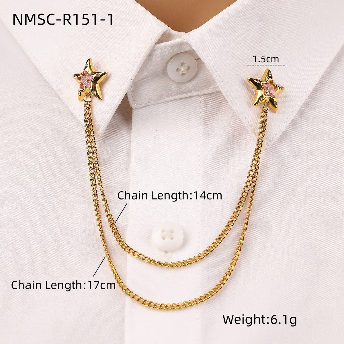 Stainless Steel Crystal Collar Pin