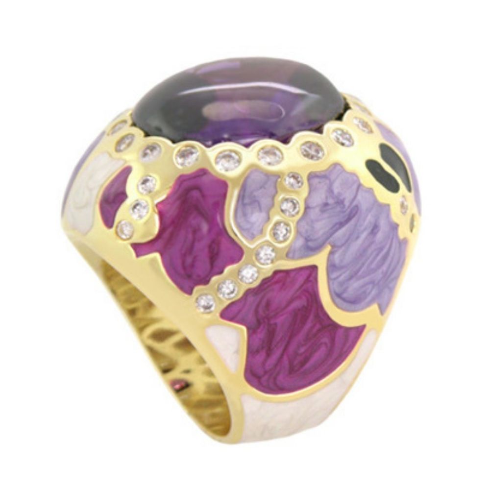 Cool Ice Enamel & CZ Cocktail Ring