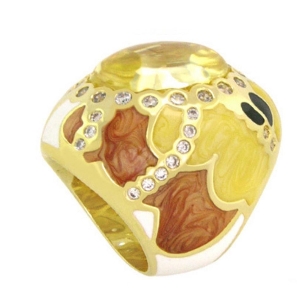 Cool Ice Enamel & CZ Cocktail Ring