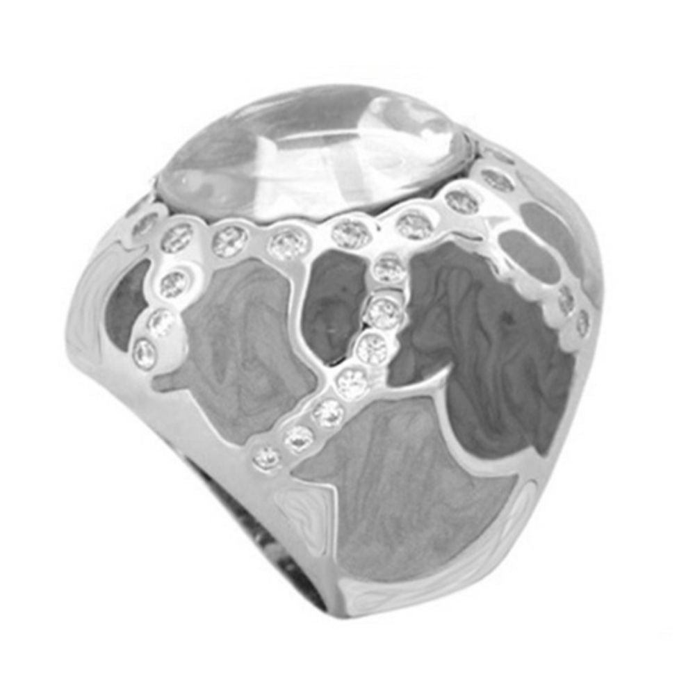 Cool Ice Enamel & CZ Cocktail Ring