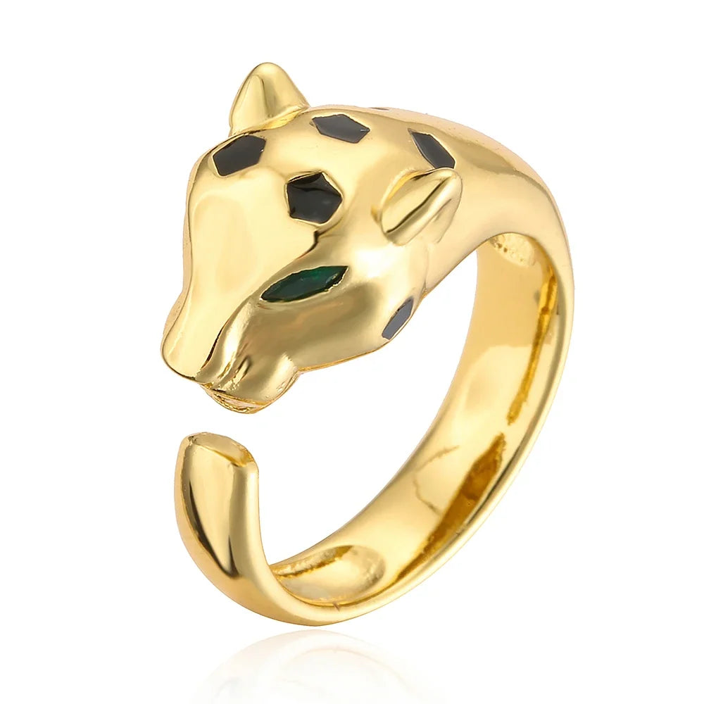 Gold-Plated CZ Leopard Open Ring