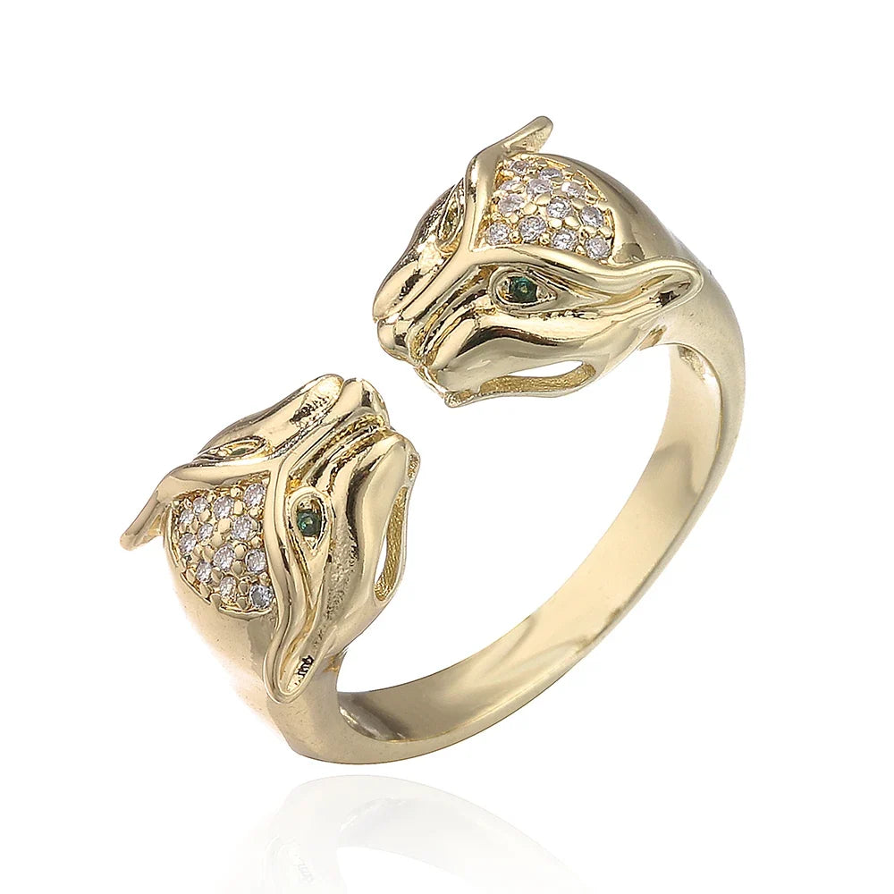 Gold-Plated CZ Leopard Open Ring