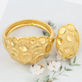 Large Hoop Bangle for Women Flower Italian Dubai Gold Color Bracelet Ring Jewelry Set Luxury Copper Fashion Birthday Party Gift