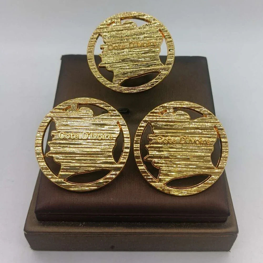 Gold-Plated Clip Earrings & Ring Jewelry Set
