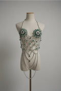 Dazzling Love Heart Bikini Bra Chain & Thong Chest Body Jewelry Set