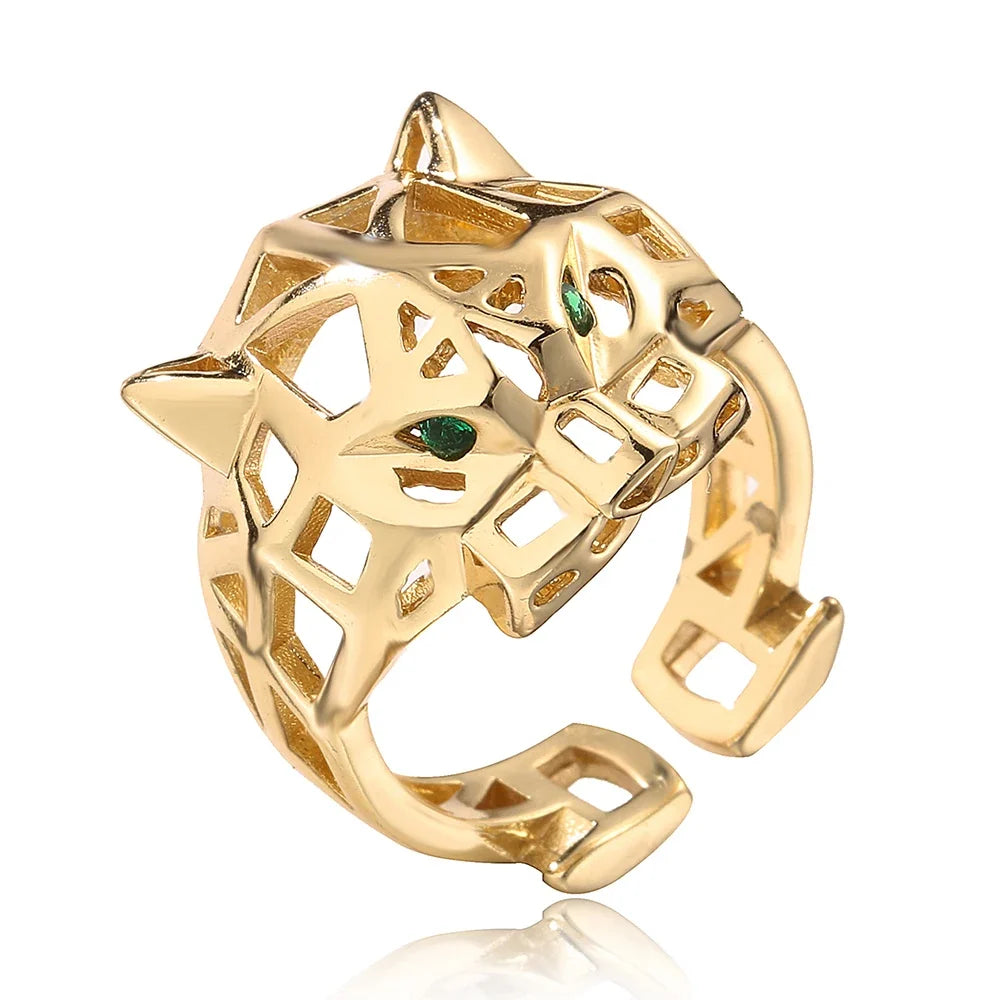 Gold-Plated CZ Leopard Open Ring