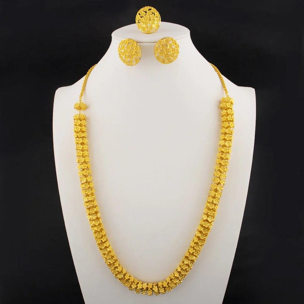 Gold-Tone Cuban Link Jewelry Set