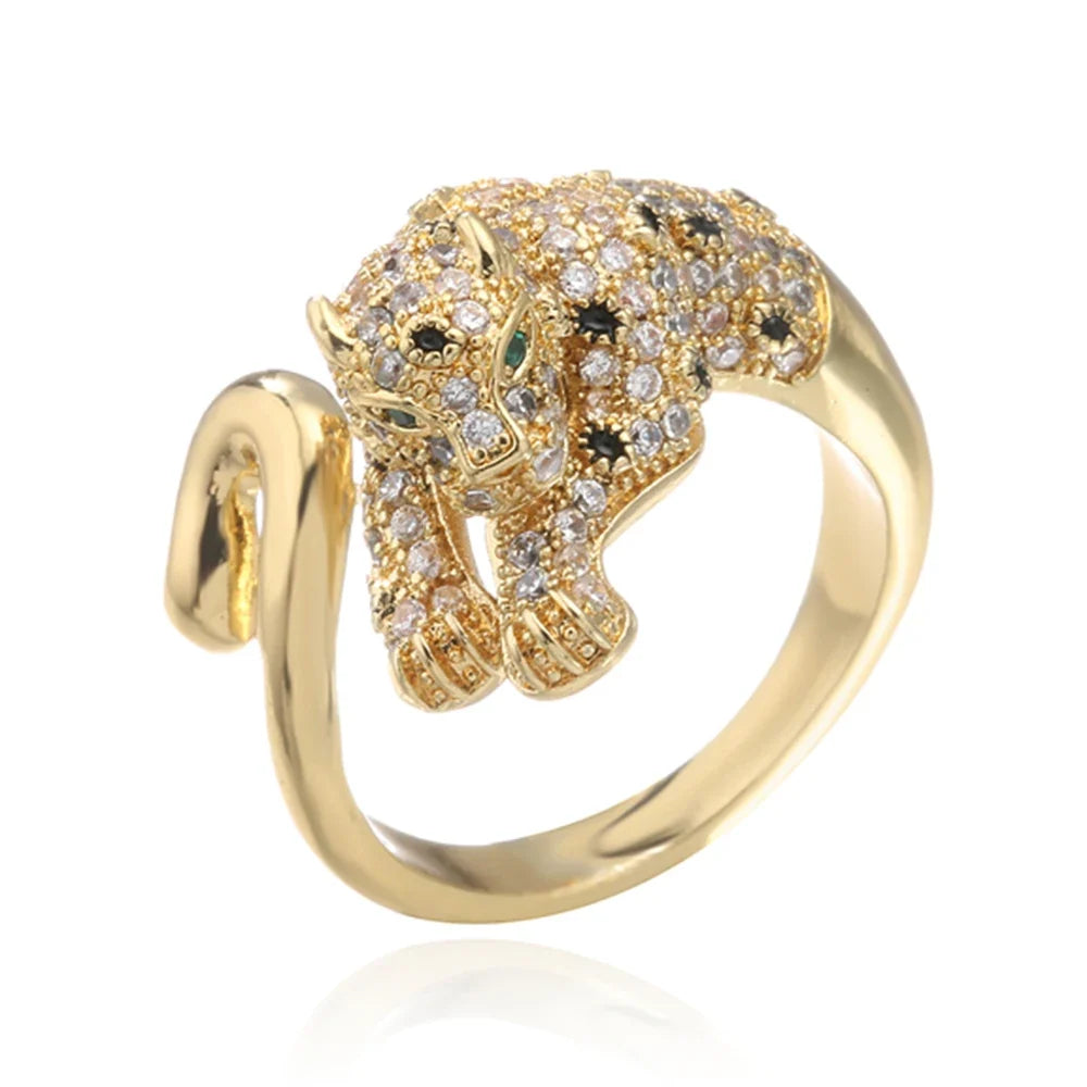 Gold-Plated CZ Leopard Open Ring