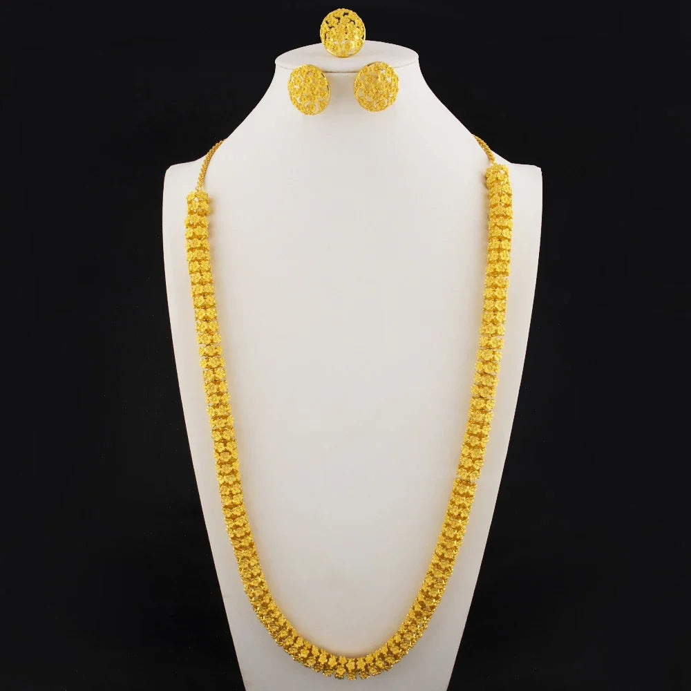 Gold-Tone Cuban Link Jewelry Set