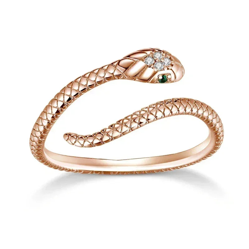 BAMOER Sterling Silver Snake Adjustable Ring