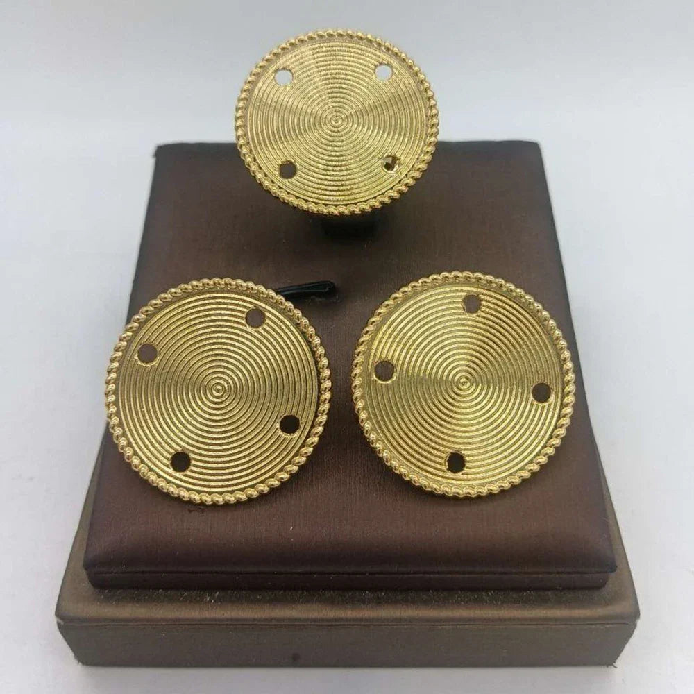 Gold-Plated Clip Earrings & Ring Jewelry Set
