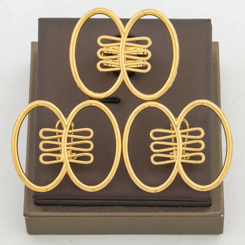Geometric Gold-Tone Earrings & Ring Jewelry Set