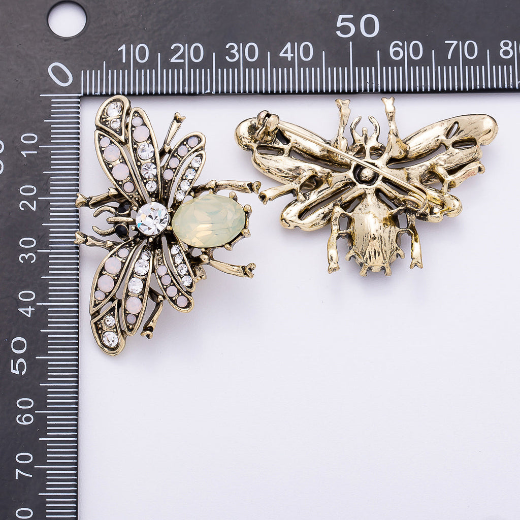 Vintage Silver 47.3mm x 33.5mm CZ Fly Insect Pin Brooch | BH-020