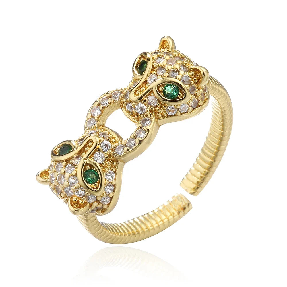Gold-Plated CZ Leopard Open Ring