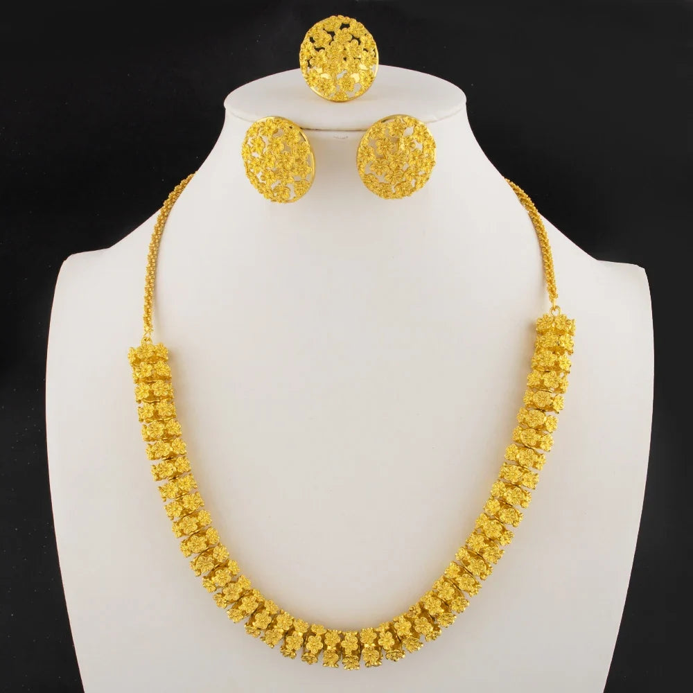 Gold-Tone Cuban Link Jewelry Set