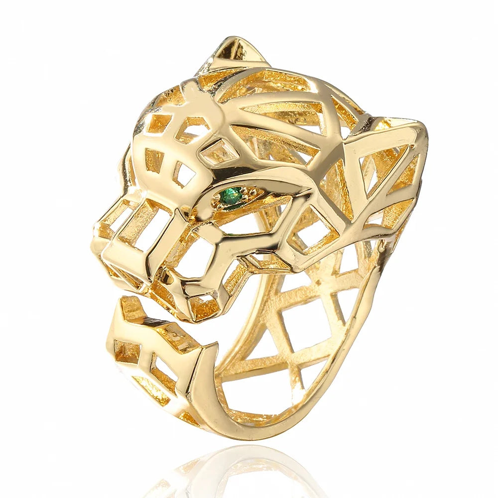 Gold-Plated CZ Leopard Open Ring