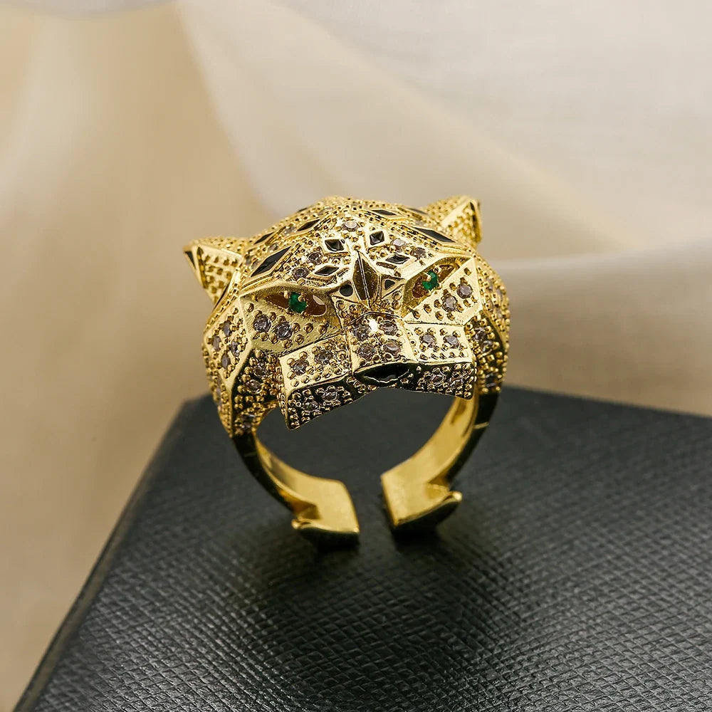 Gold-Plated CZ Leopard Open Ring