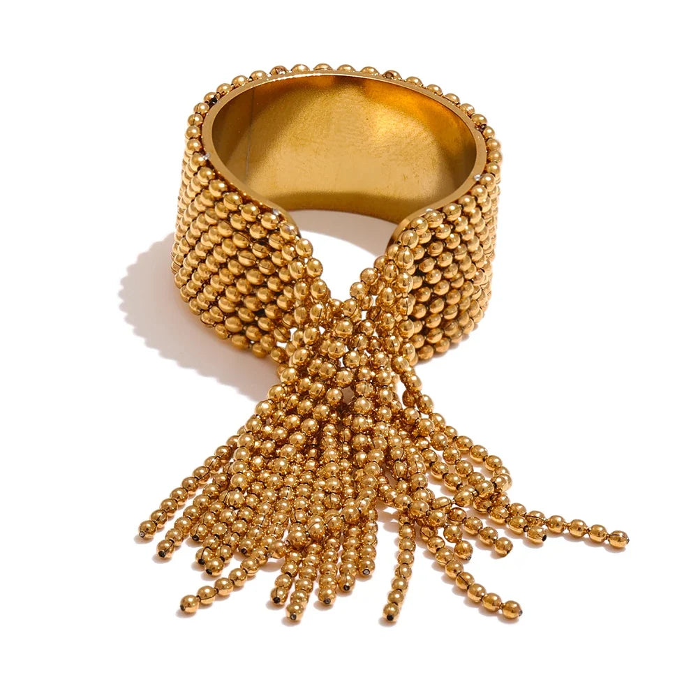 Yhpup Gold-Plated Chain Tassel Ring