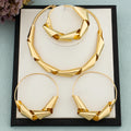 Luxury Gold Plated Dubai Jewelry Set For Women African Copper Twist Bold Design Earrings Necklace Bracelet Quality Jewelry Gift