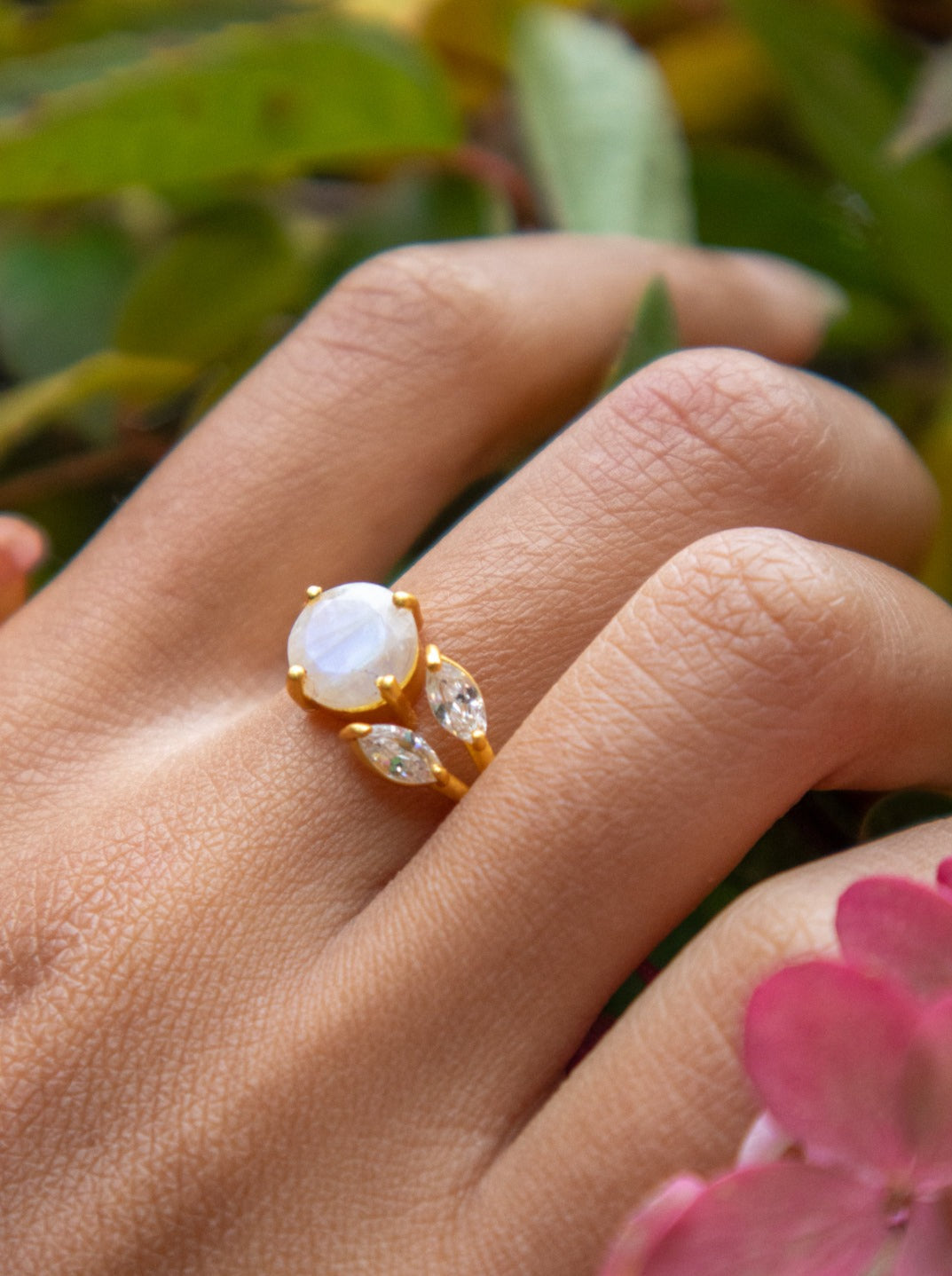 Bloom Gemstone Open Ring in Gold Plate