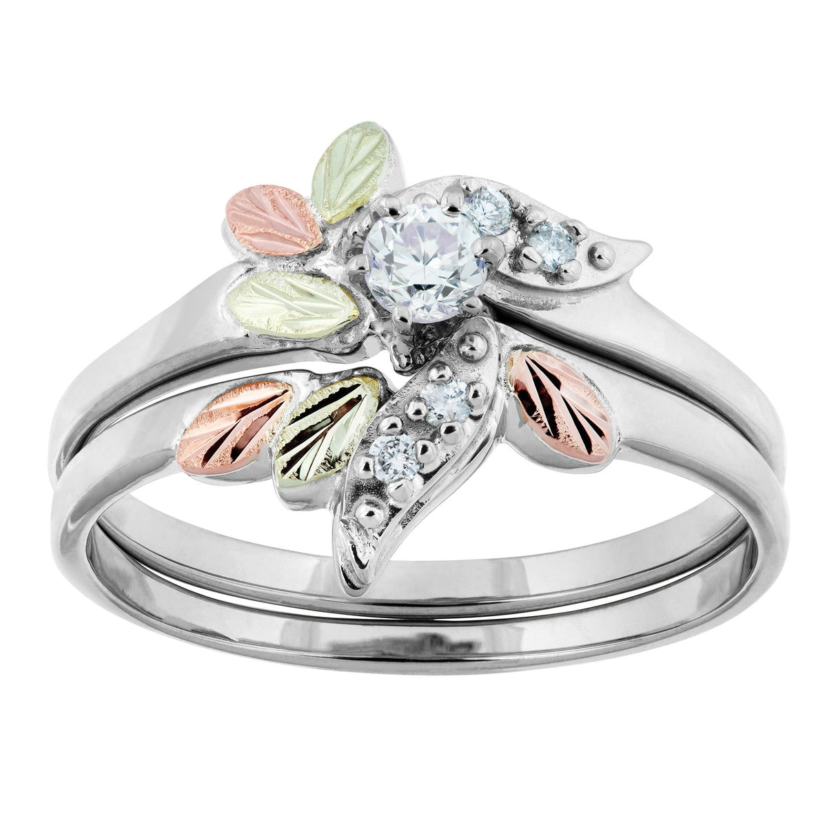 Black Hills Gold Five-Diamond Bridal Ring Set