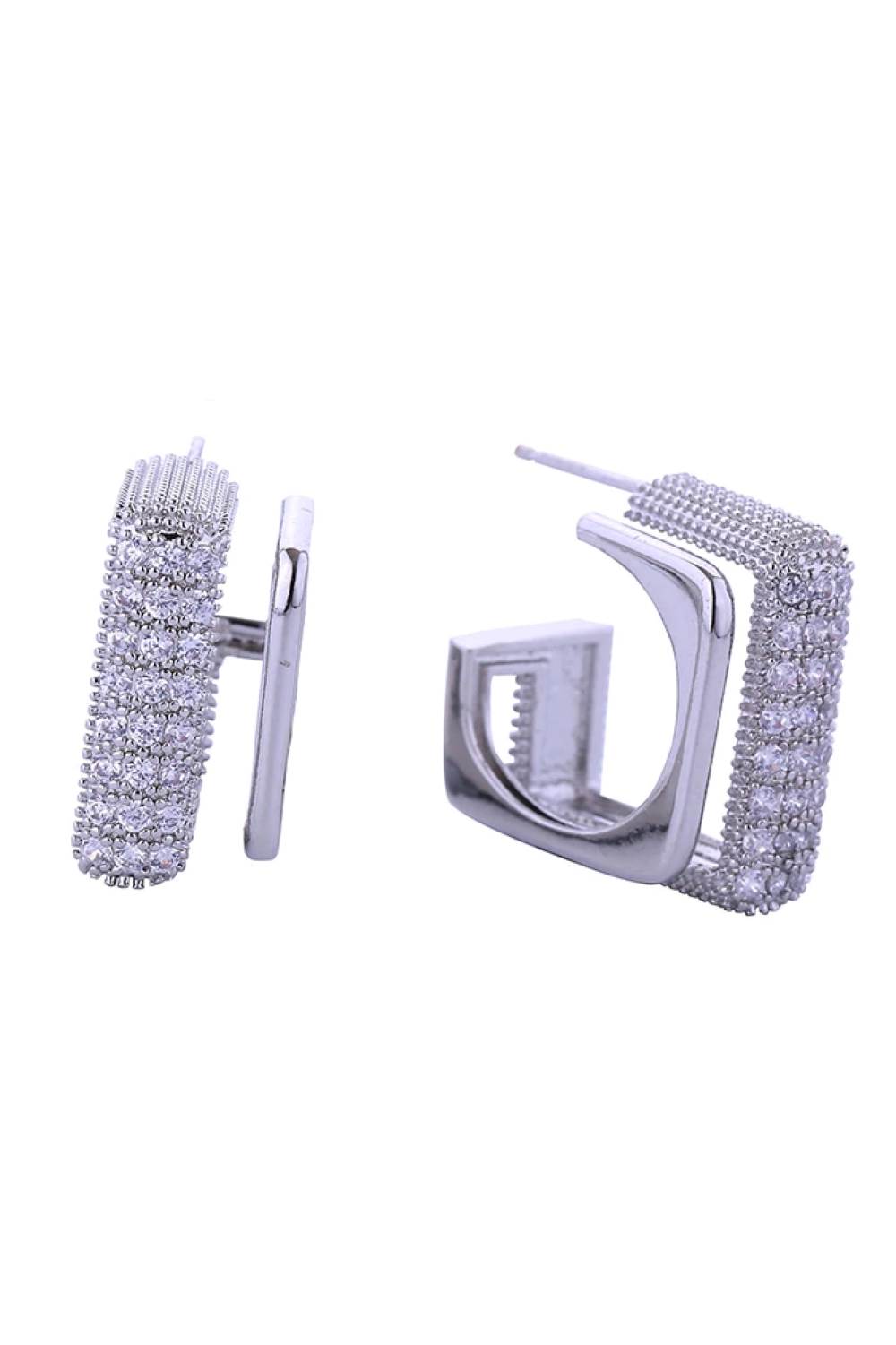Square CZ Pavé Stud Earrings