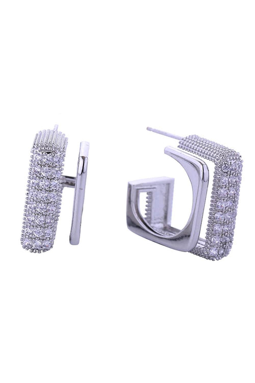 14K Bold Square Pave CZ Post Earring