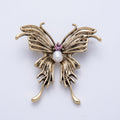 Vintage Gold 41mm Purple CZ Shell Pearl Butterfly Mariposa Animals Brooch Pin | BH-016