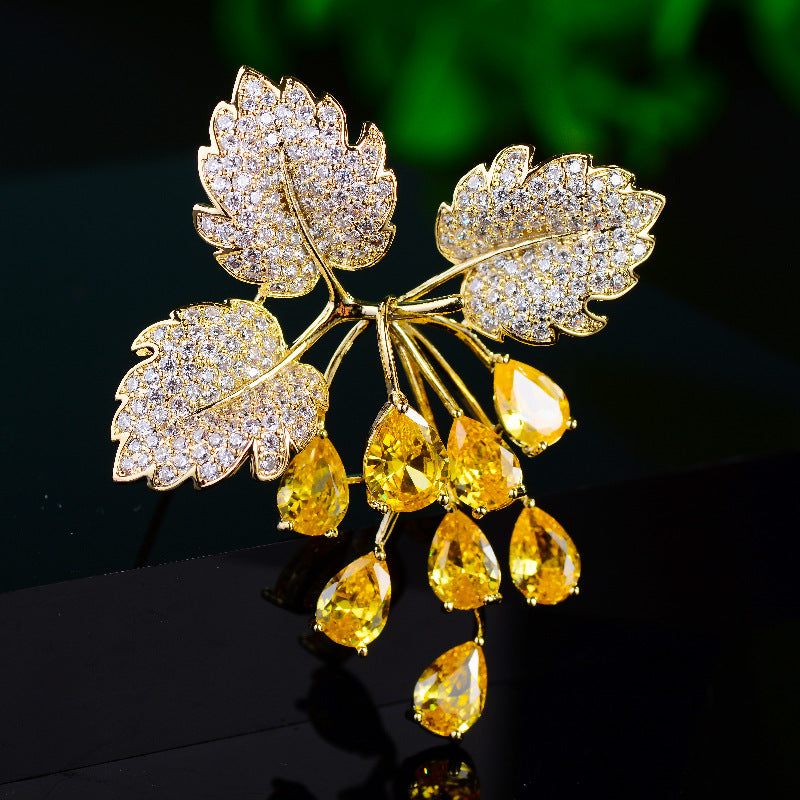 Crystal Grape Cluster Brooch