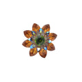 Vintage Swarovski Crystal Amber & Green Aurora Borealis Flower Brooch - 36mm Collectible Pin