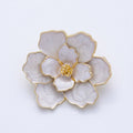 Gold 25.3mm x 31mm White Glitter Enamel Flower Pin Brooch | BH-119
