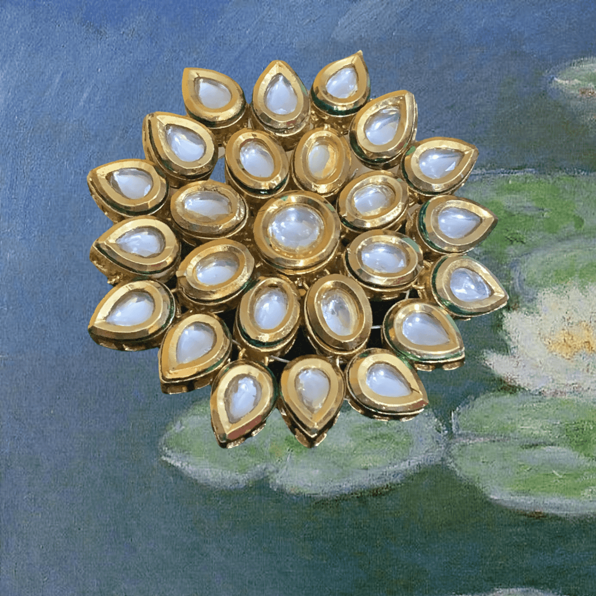 DJR71 Oversized  Kundan statement ring ( READY TO SHIP )