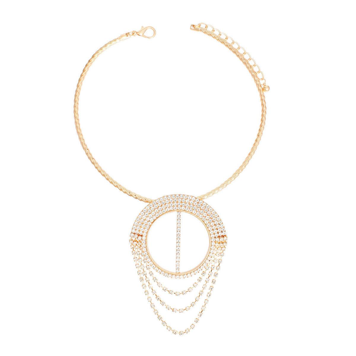 Gold Pave Draped Pendant Necklace & Earring Set