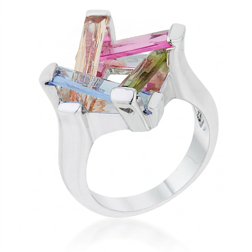 Avera Myra Multicolor CZ Cocktail Ring