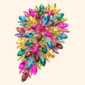 Flower Centered Marquise Stone Cluster Vine Pin Brooch — actual supplier photograph on warm ivory