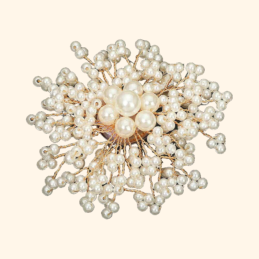 Pearl Cluster Floral Pin Brooch — actual supplier photograph on warm ivory