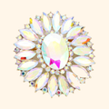 Prism Flower Crystal Brooch — AB, Gold; actual supplier photograph on warm ivory