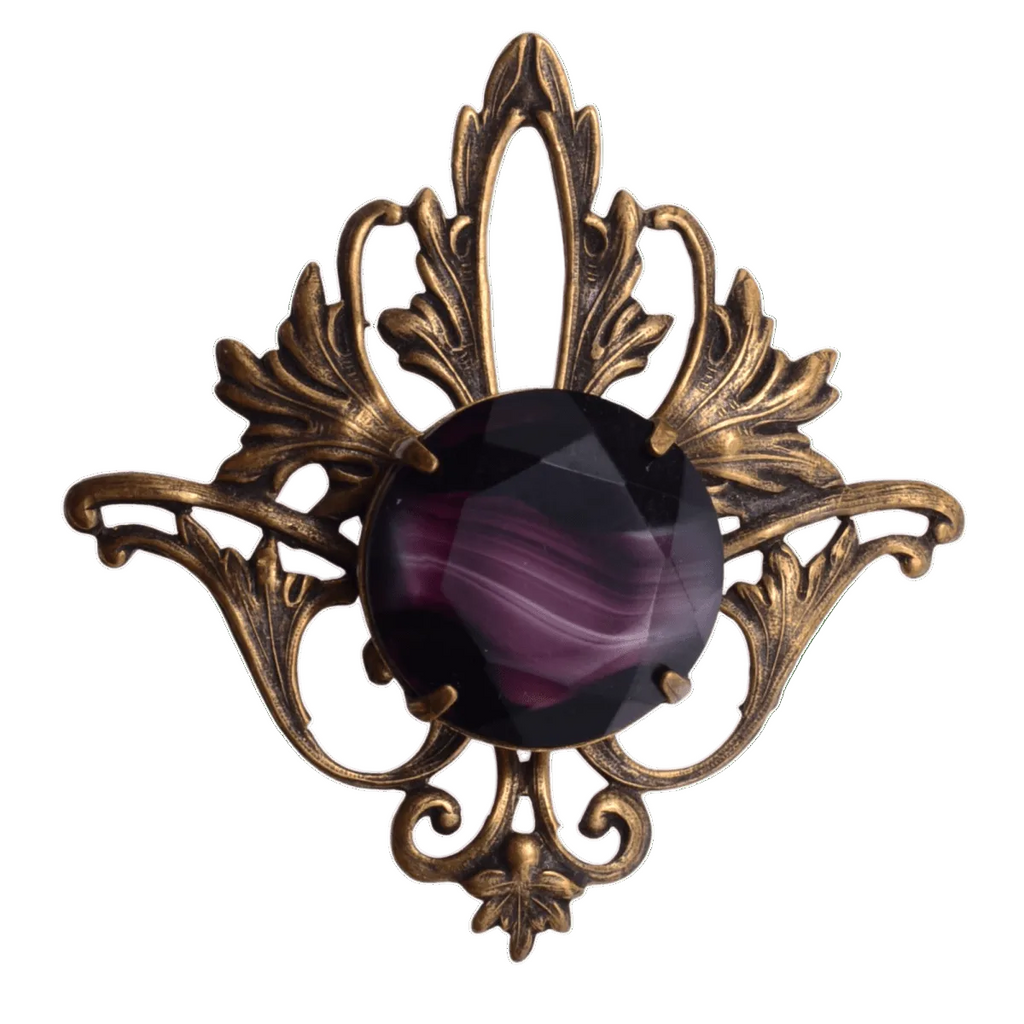 Amethyst-Color Art Glass Brooch — supplier photograph 2