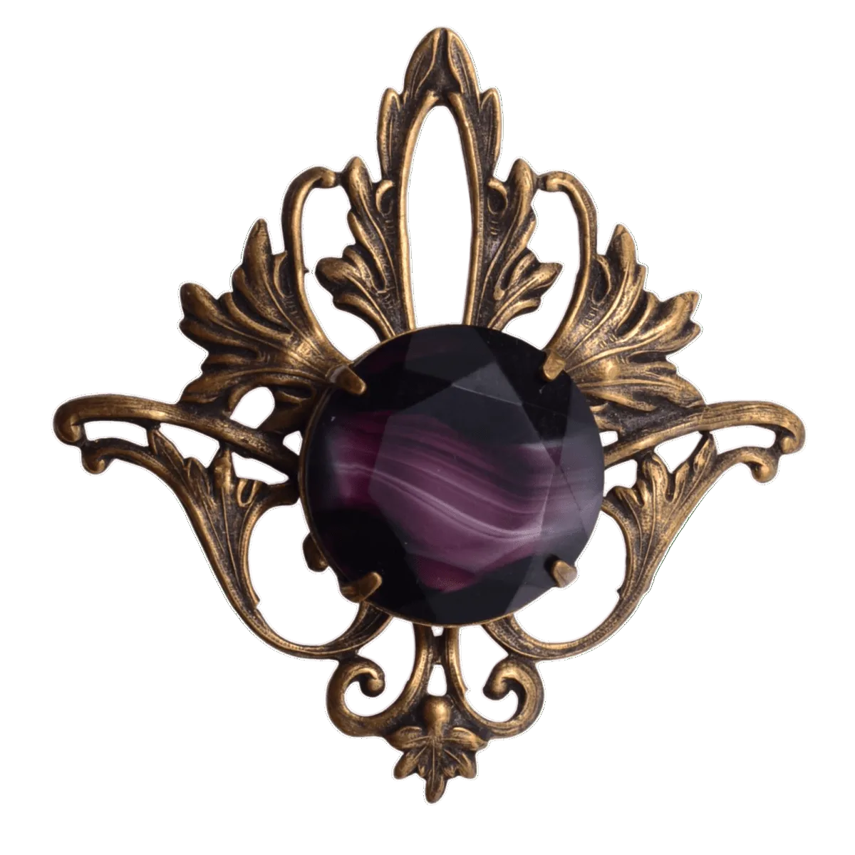 Amethyst-Color Art Glass Brooch — supplier photograph 2