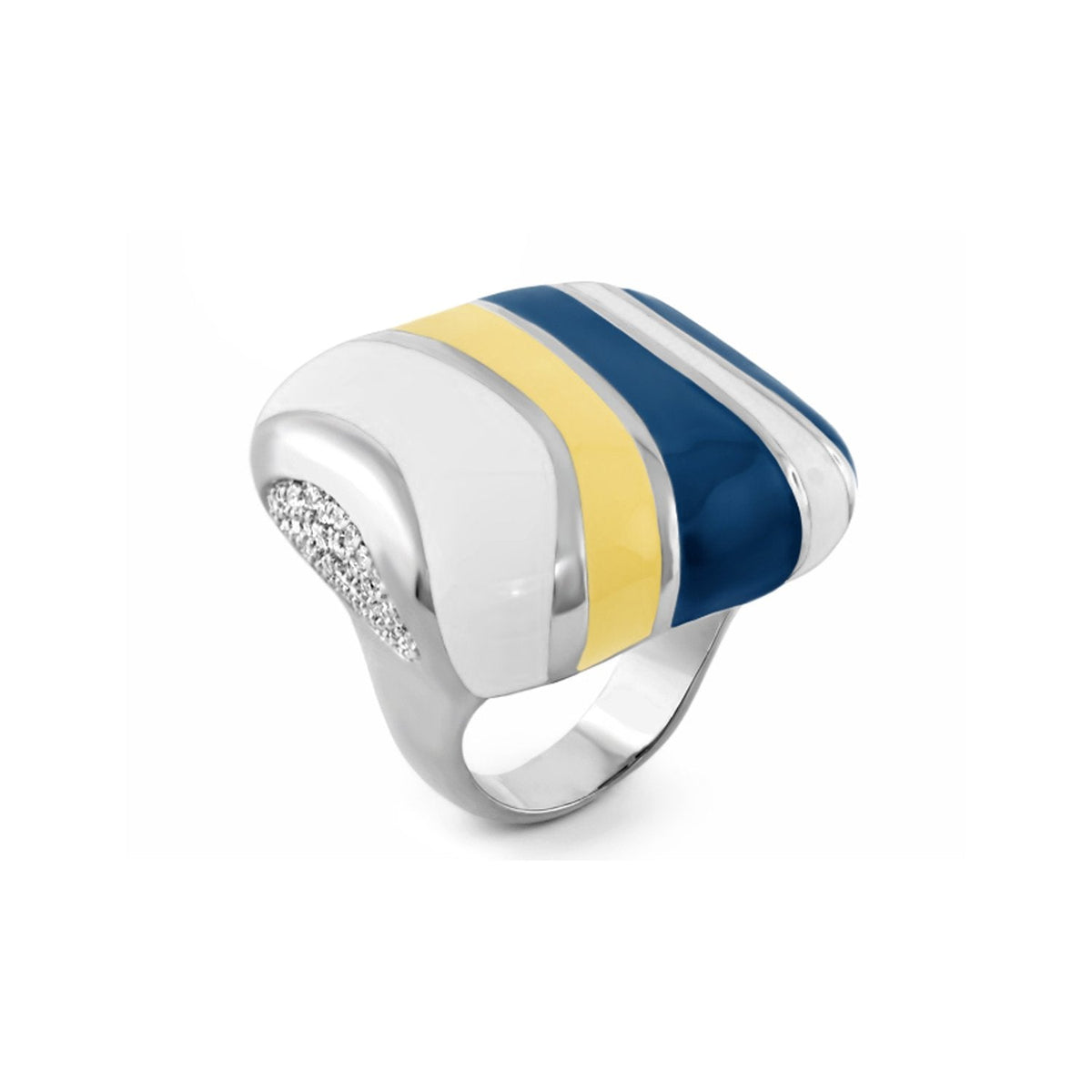 Stripes of Pavé Brown Enamel Cocktail Ring