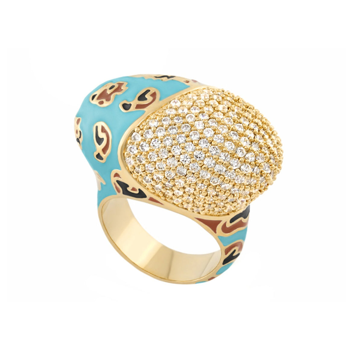 Fab Bold Enamel CZ Cocktail Ring