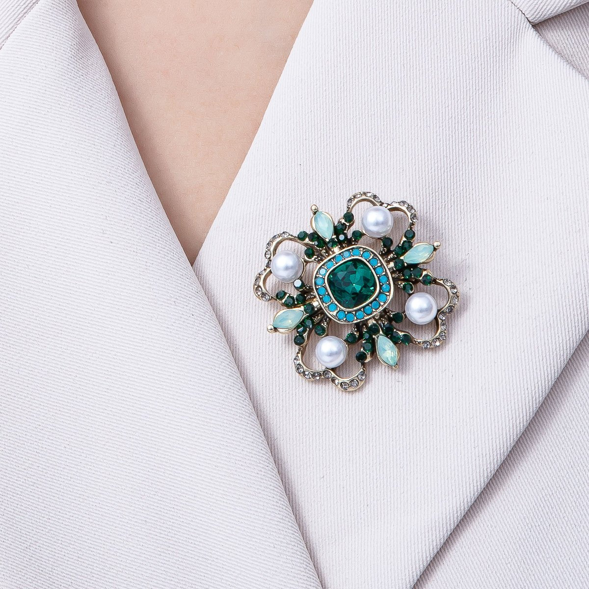 Dark Crystal Floral Brooch