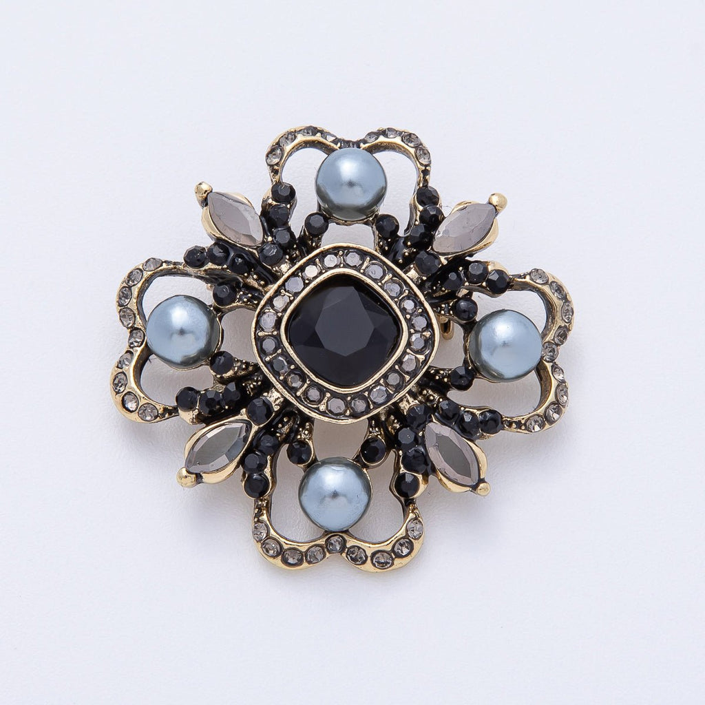 Dark Crystal Floral Brooch