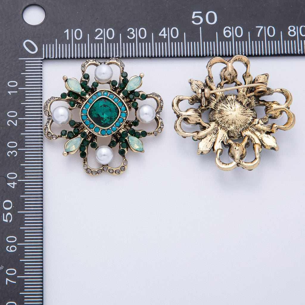 Dark Crystal Floral Brooch