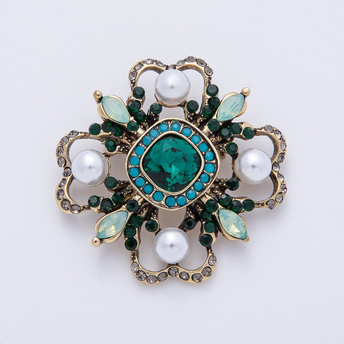 Dark Crystal Floral Brooch