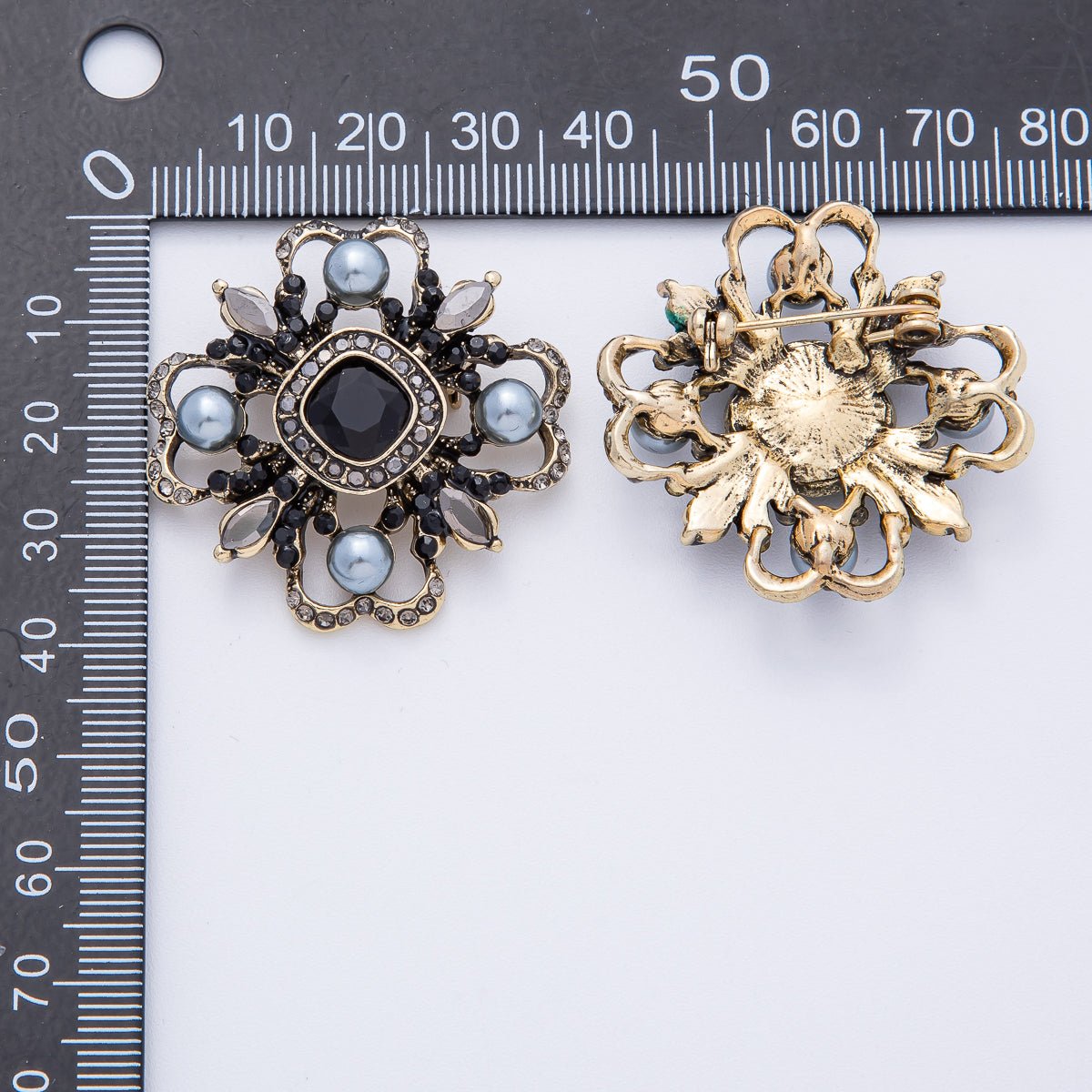 Dark Crystal Floral Brooch