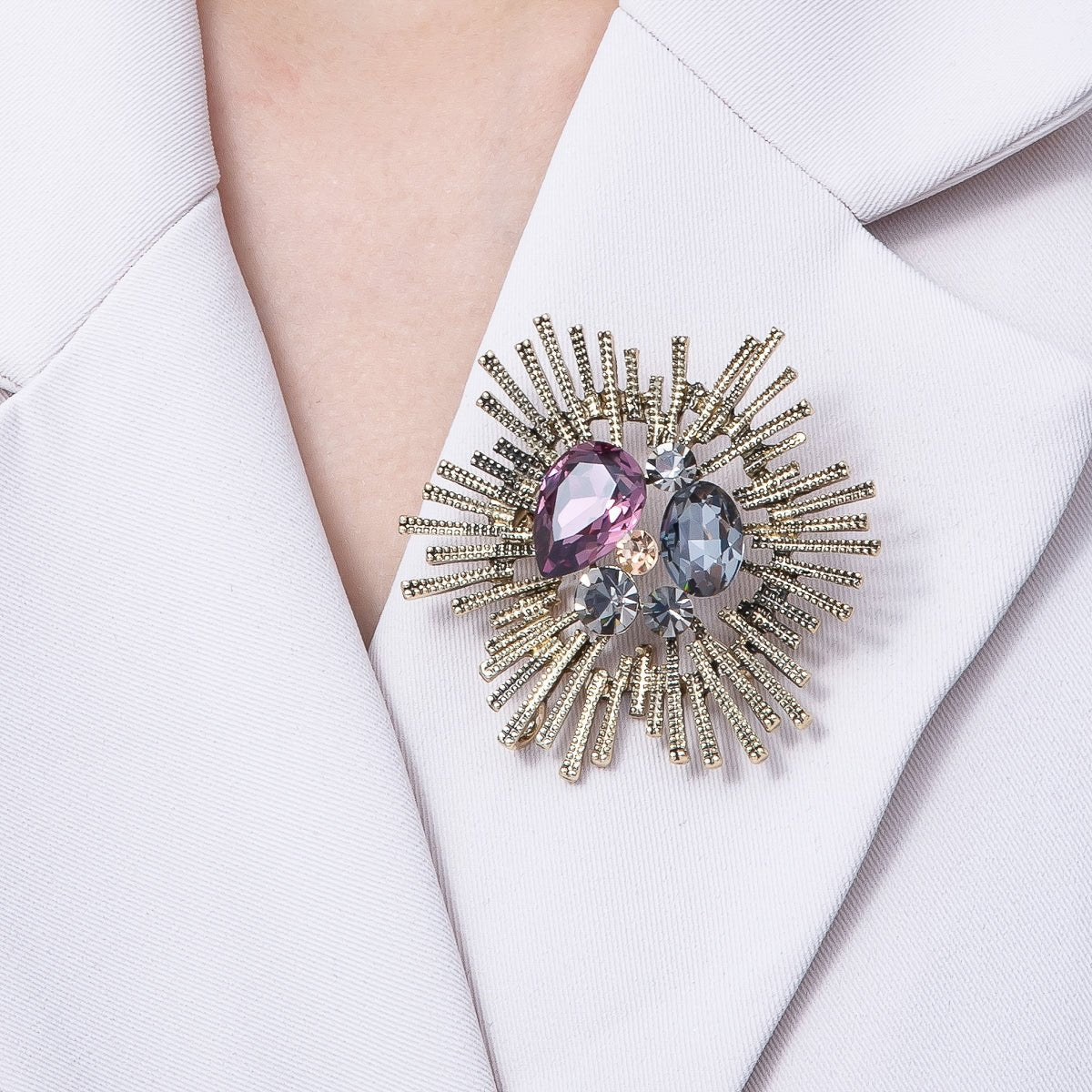 Multicolor Celestial Crystal Brooch