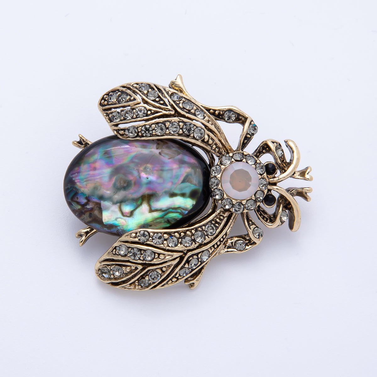 Orange & Black Crystal Insect Brooch