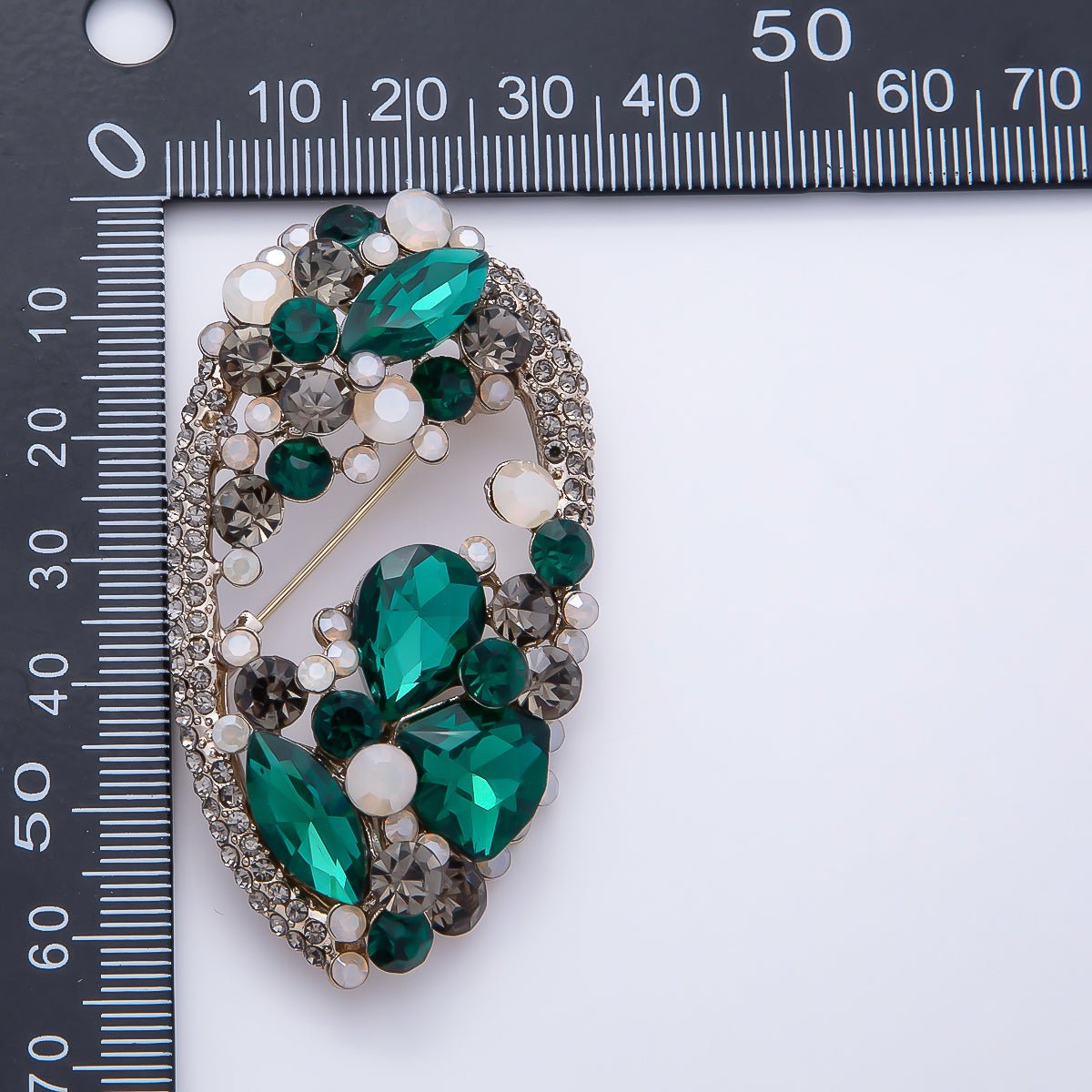 Multicolor Crystal Oval Statement Brooch