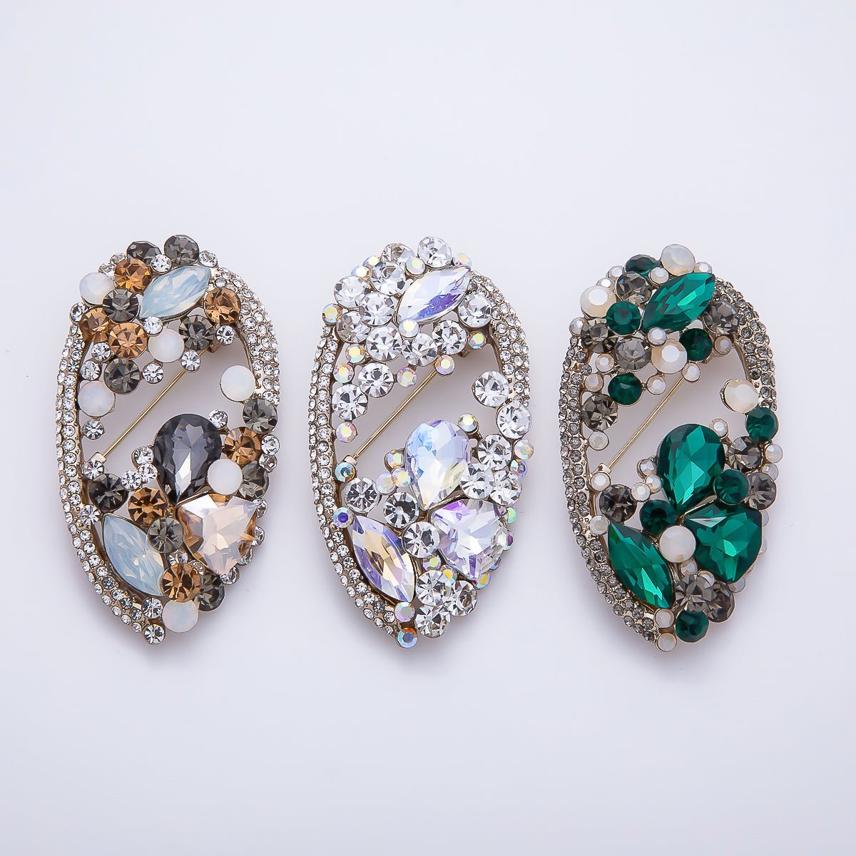 Multicolor Crystal Oval Statement Brooch